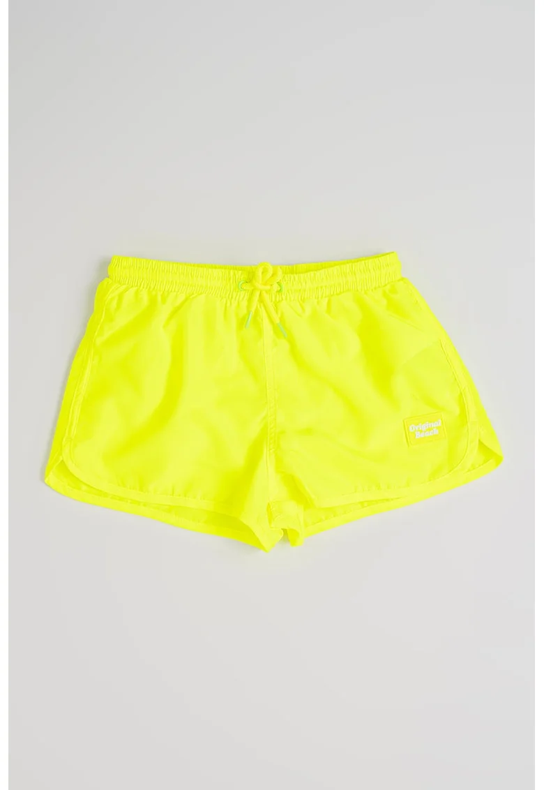 Pantaloni scurti de baie cu model uni, Verde neon