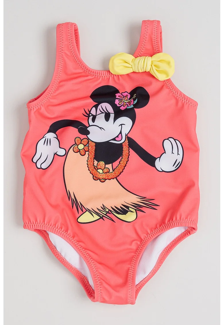 Costum de baie intreg cu imprimeu cu Minnie Mouse, Portocaliu deschis/Roz