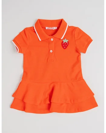 Rochie polo cu aplicatie cu model capsune, Rosu