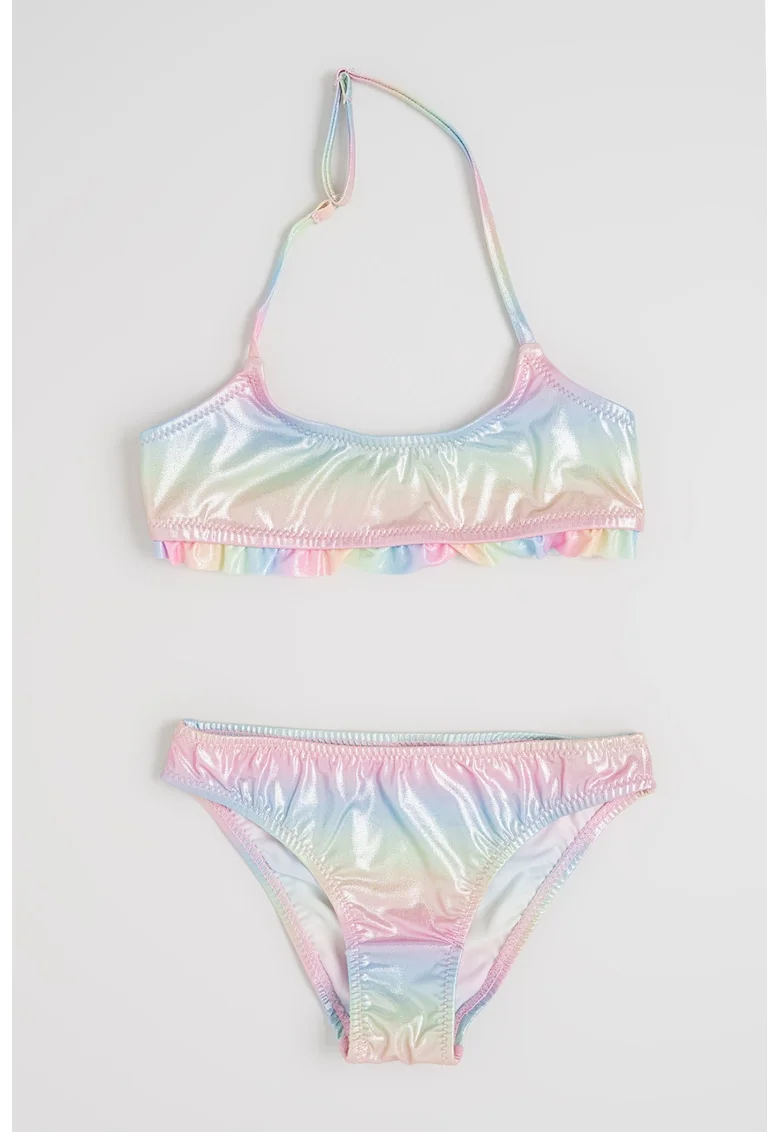 Costum de baie din doua piese, Verde/Roz/Albastru