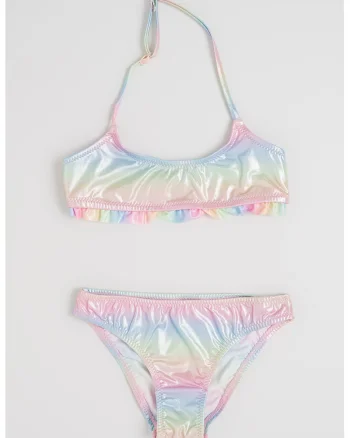 Costum de baie din doua piese, Verde/Roz/Albastru