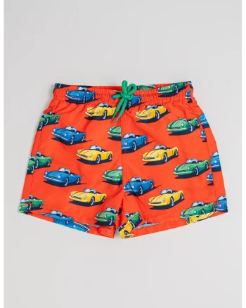 Costum de baie cu model masini, Rosu/Verde/Albastru