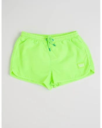 Pantaloni scurti de baie cu snur de ajustare in talie, Verde neon