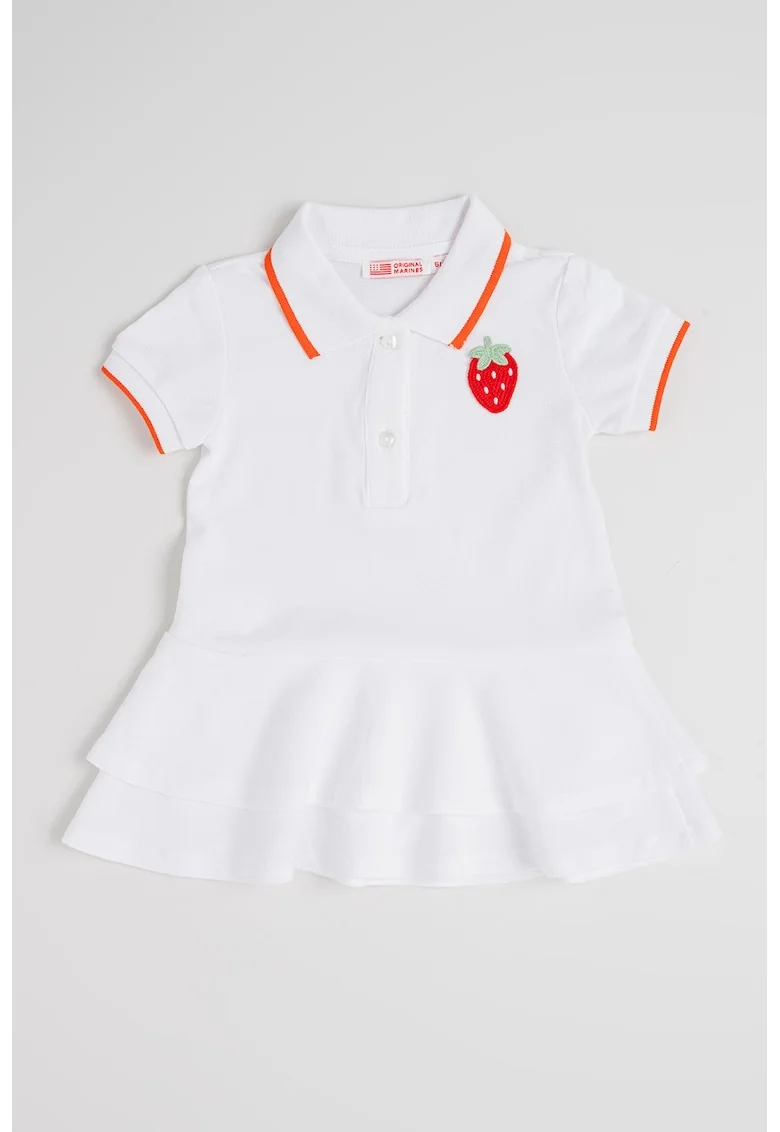 Rochie polo cu aplicatie cu model capsune, Alb