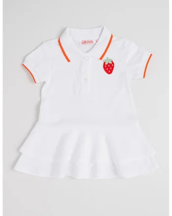 Rochie polo cu aplicatie cu model capsune, Alb