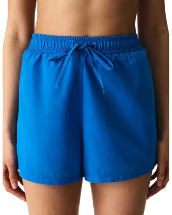 Pantaloni scurti de baie cu perforatii decorative laterale, Albastru royal