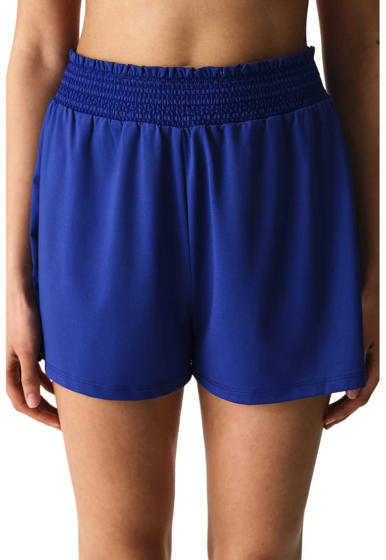Pantaloni scurti uni de plaja cu talie elastica, Bleumarin