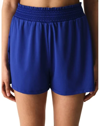 Pantaloni scurti uni de plaja cu talie elastica, Bleumarin