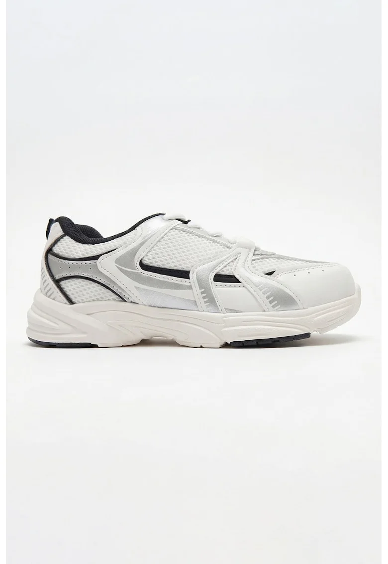 Pantofi sport low-cut cu sireturi, Alb/Albastru ultramarin/Argintiu