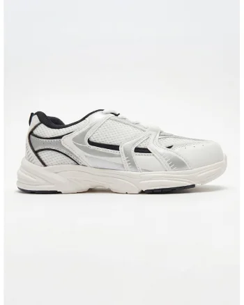 Pantofi sport low-cut cu sireturi, Alb/Albastru ultramarin/Argintiu