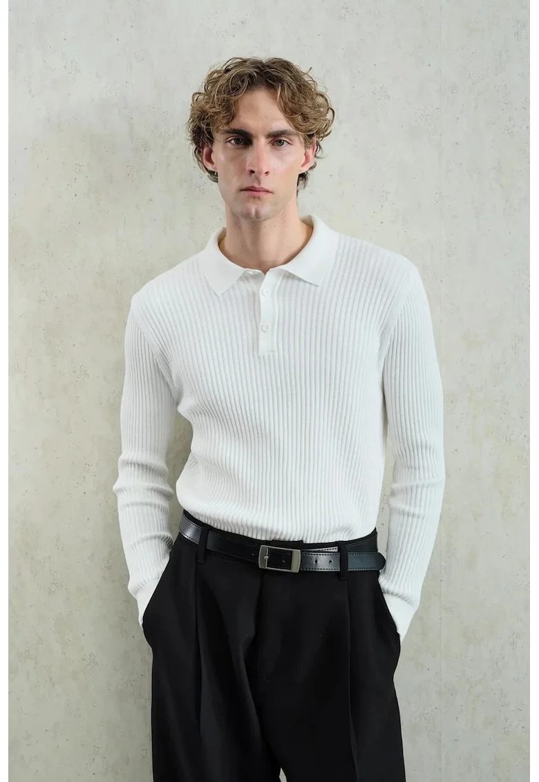 Bluza polo barbati, Alb