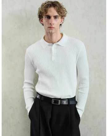 Bluza polo barbati, Alb