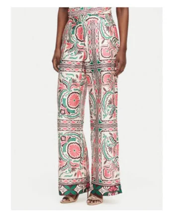 Pantaloni dama,  croiala ampla, multicolor, poliester, Multicolor
