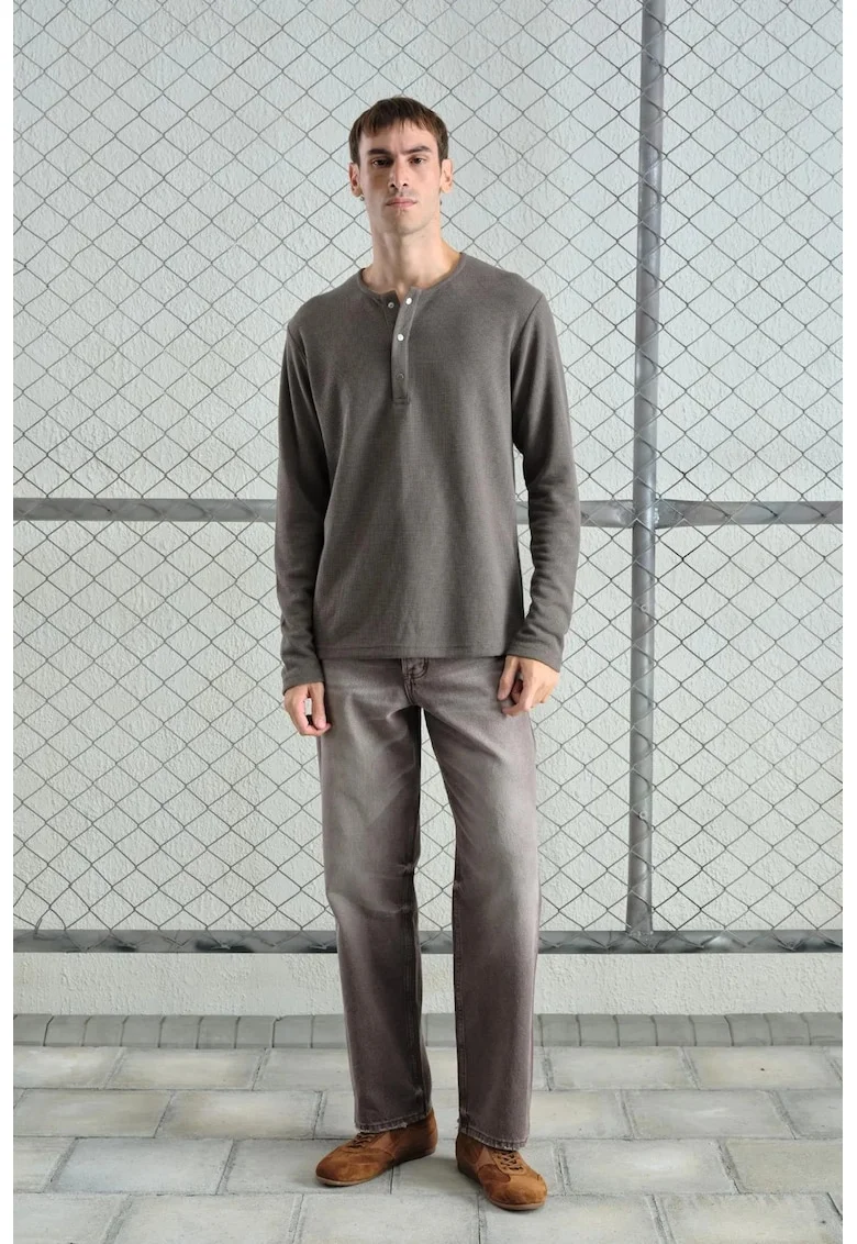 Bluza Barbati  Slim Fit, elastic, natural, poliester-viscoza, Gri