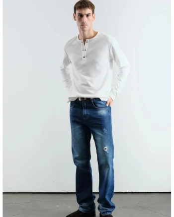 Bluza barbati,  Slim Fit, guler cu nasturi, alb, amestec poliester-viscoza, Alb