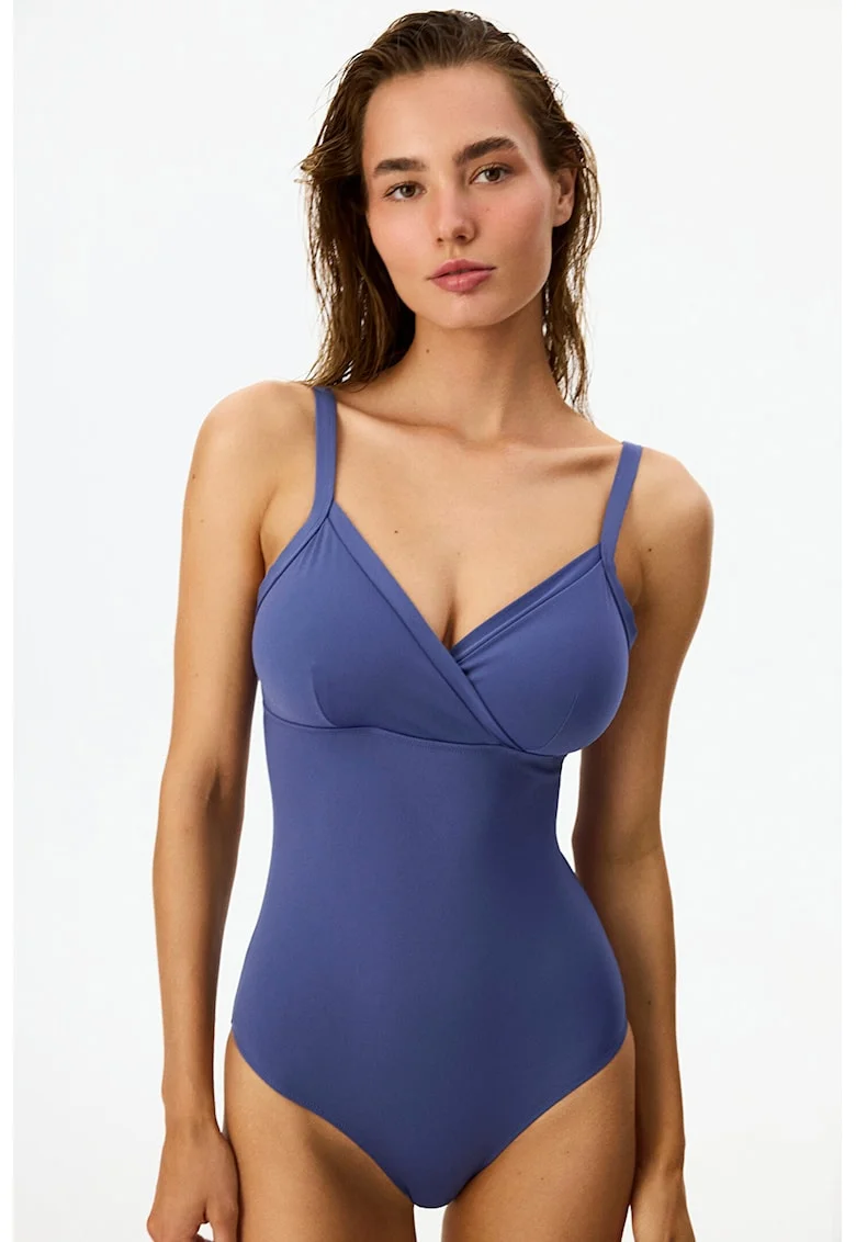 Costum de baie intreg cu model uni, Bleumarin