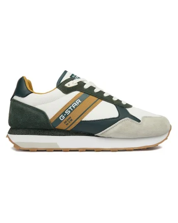 Tenisi barbati G-Star Raw, alb, piele intoarsa si textil, varf rotund, certificat Leather Working Group, Alb