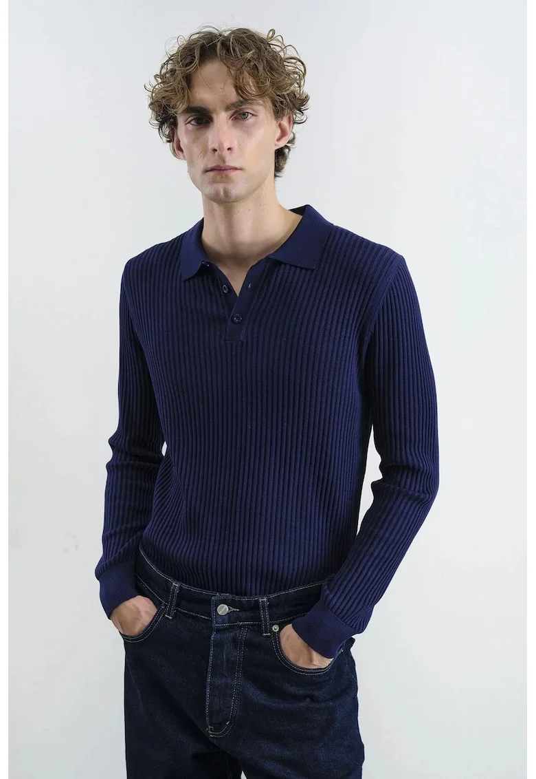 Bluza polo barbati  Slim Fit, Bleumarin