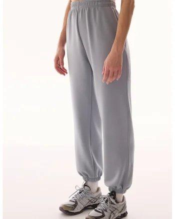 Pantaloni uni de trening cu talie elastica, Gri deschis