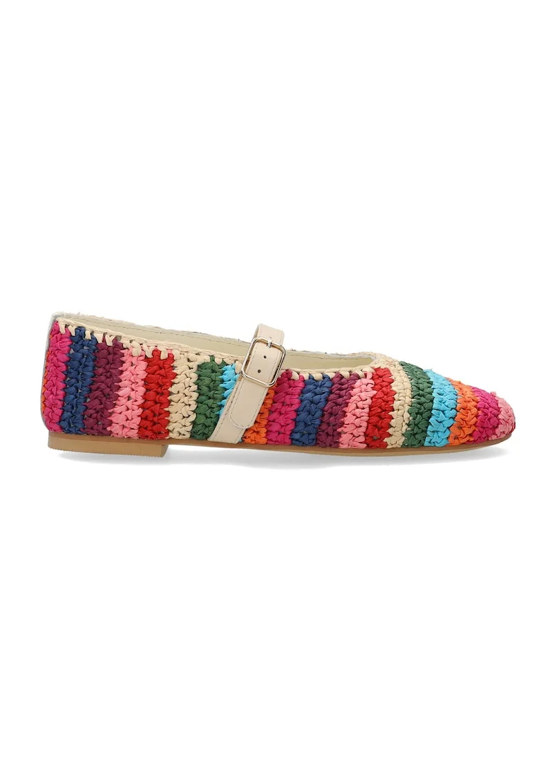 Balerini Mary-Jane cu aspect impletit