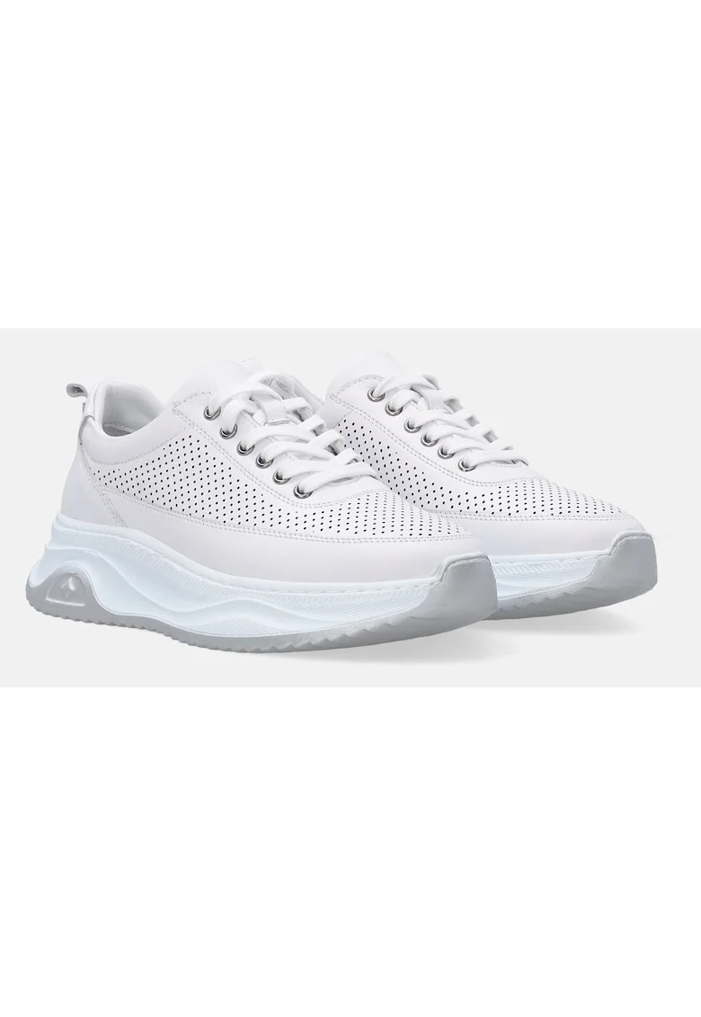 Pantofi sport din piele cu design cu perforatii