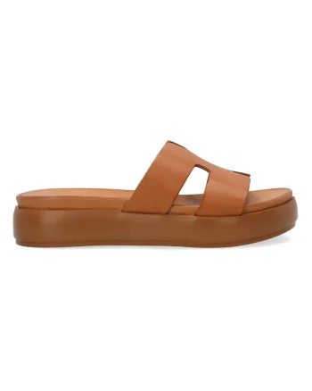 Papuci wedge uni din piele naturala