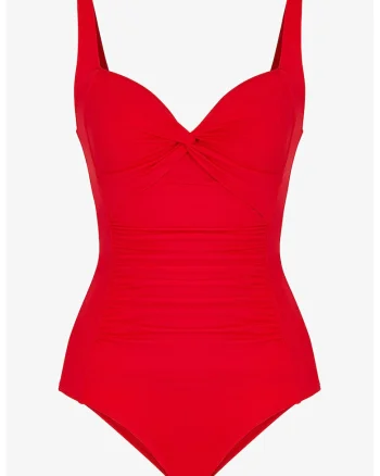 Costum de baie intreg cu drapaje, Rosu