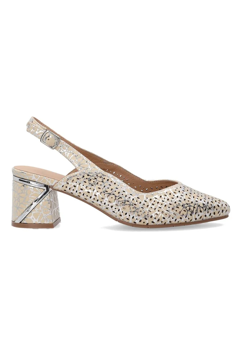Pantofi cu toc din piele cu model decupat,