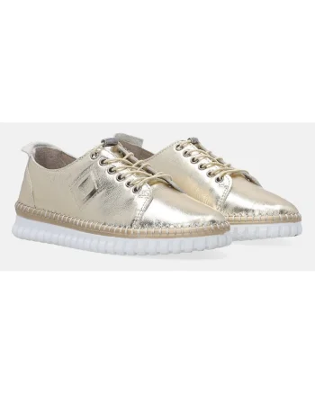 Pantofi sport din piele naturala cu aspect metalizat