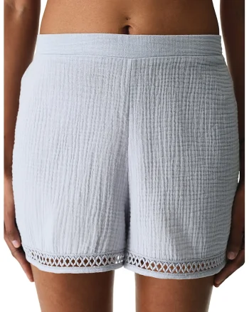 Pantaloni scurti de bumbac, Albastru pastel