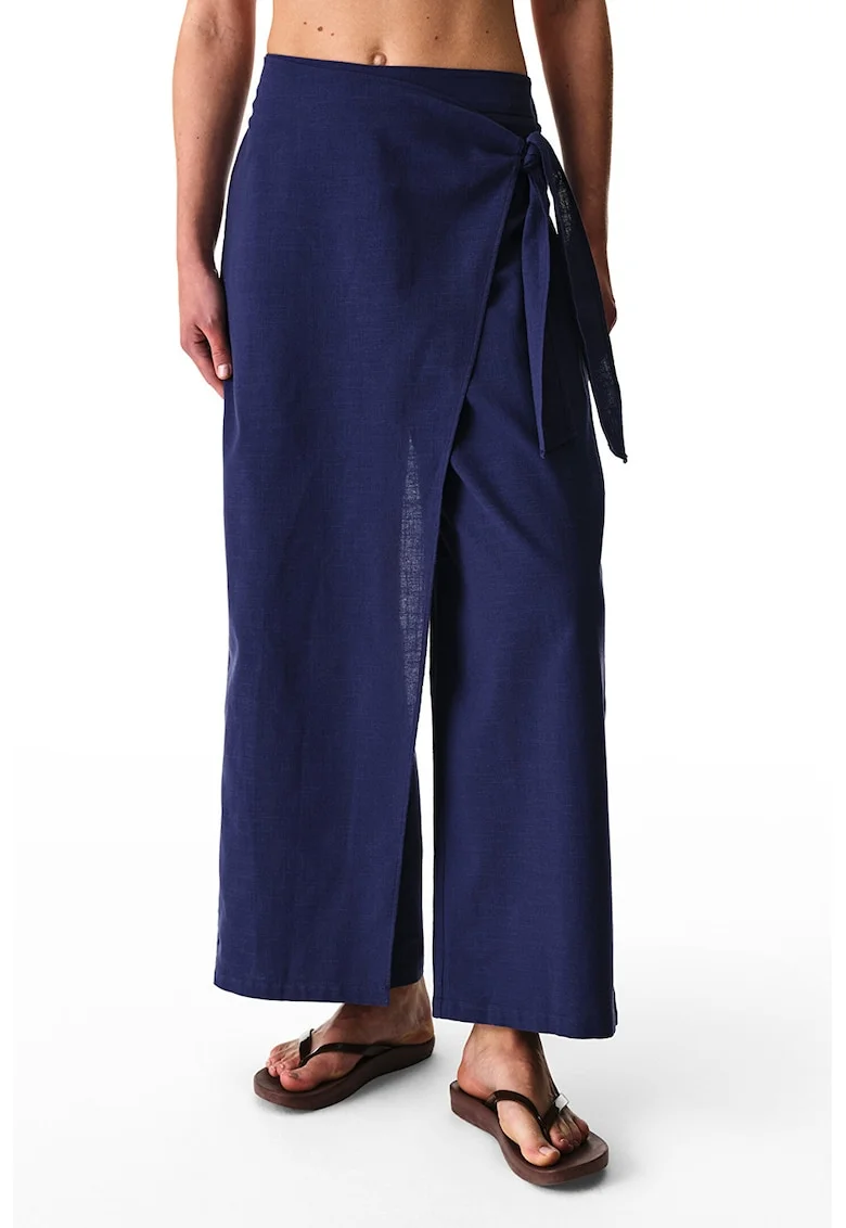 Pantaloni de plaja cu detaliu petrecut, Bleumarin