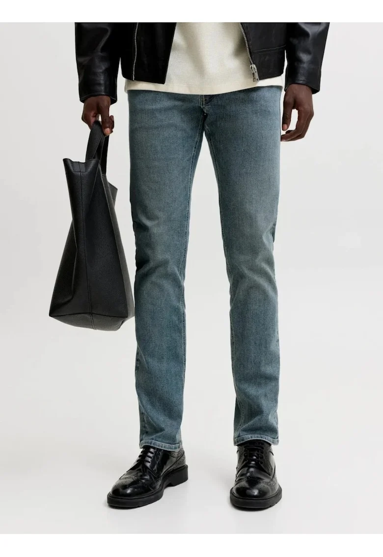 Blugi barbati GLENN, cu talie joasa si croiala Slim fit, Albastru inchis, W30 L34