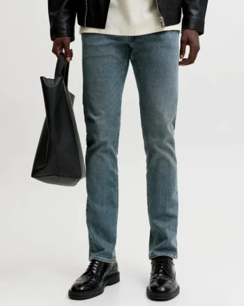 Blugi barbati GLENN, cu talie joasa si croiala Slim fit, Albastru inchis, W30 L34