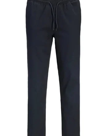Pantaloni jogger barbati, din bumbac, cu talie medie, Tapered Fit, jpstace dylan, Albastru