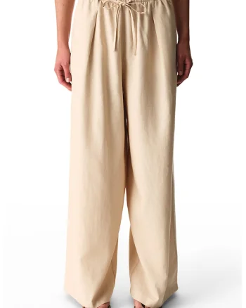 Pantaloni de plaja cu croiala ampla, Crem