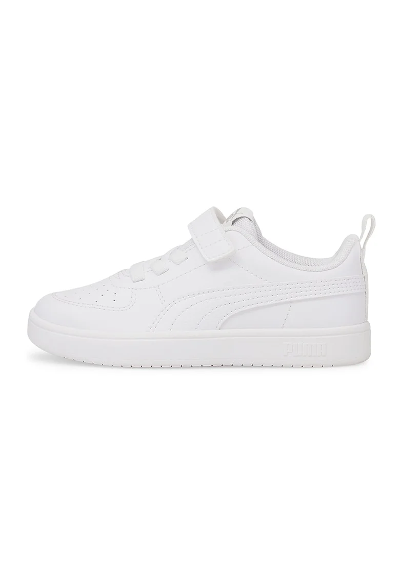 Pantofi sport de piele ecologica cu inchidere velcro Rickie AC+, Alb optic