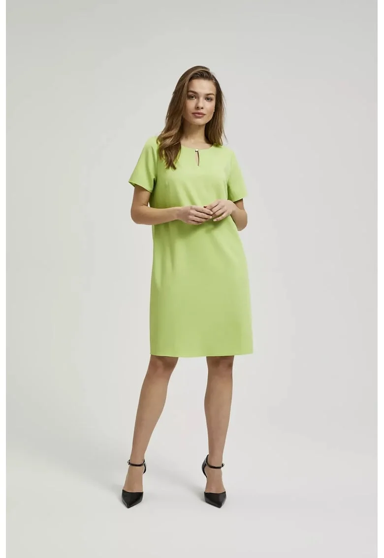 Rochie simpla verde, pana la genunchi, Verde