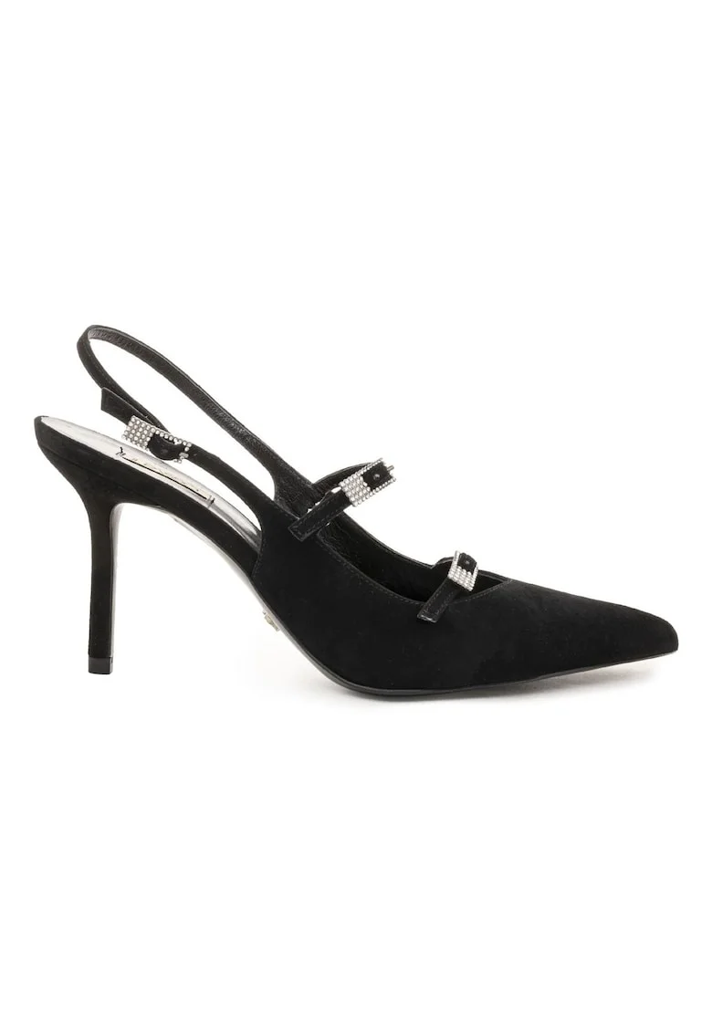 Pantofi din piele intoarsa cu catarame decoratove Keesha, Negru