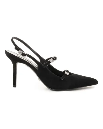 Pantofi din piele intoarsa cu catarame decoratove Keesha, Negru