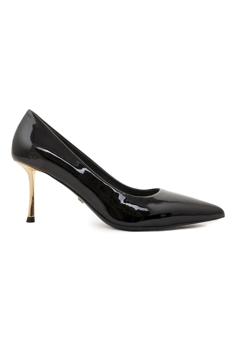 Pantofi din piele lacuita cu toc stiletto Francisca, Negru