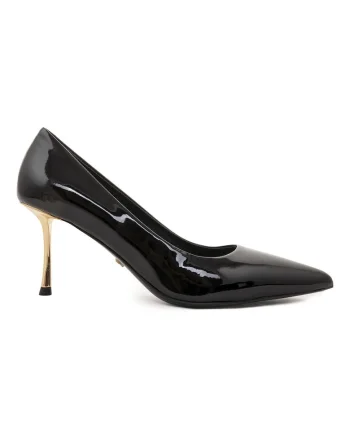 Pantofi din piele lacuita cu toc stiletto Francisca, Negru