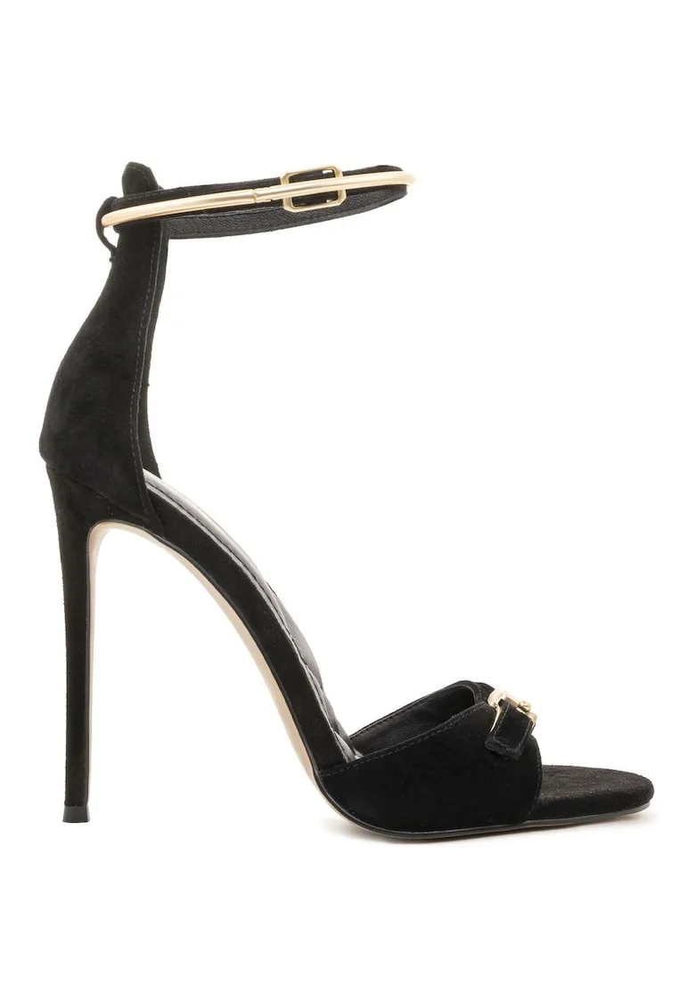 Sandale din piele intoarsa cu toc stiletto Tasia, Negru
