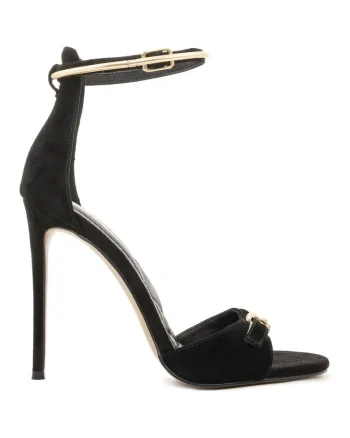 Sandale din piele intoarsa cu toc stiletto Tasia, Negru