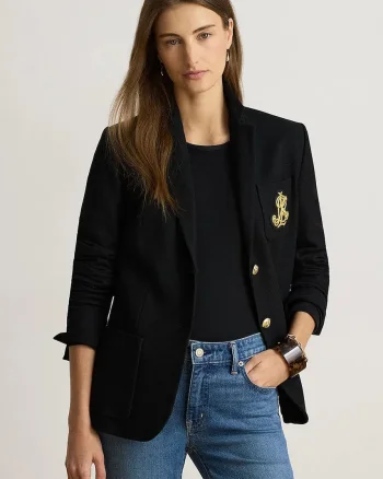 Lauren Ralph Lauren sacou cu un singur rând de nasturi pentru femei din bumbac cu elastan