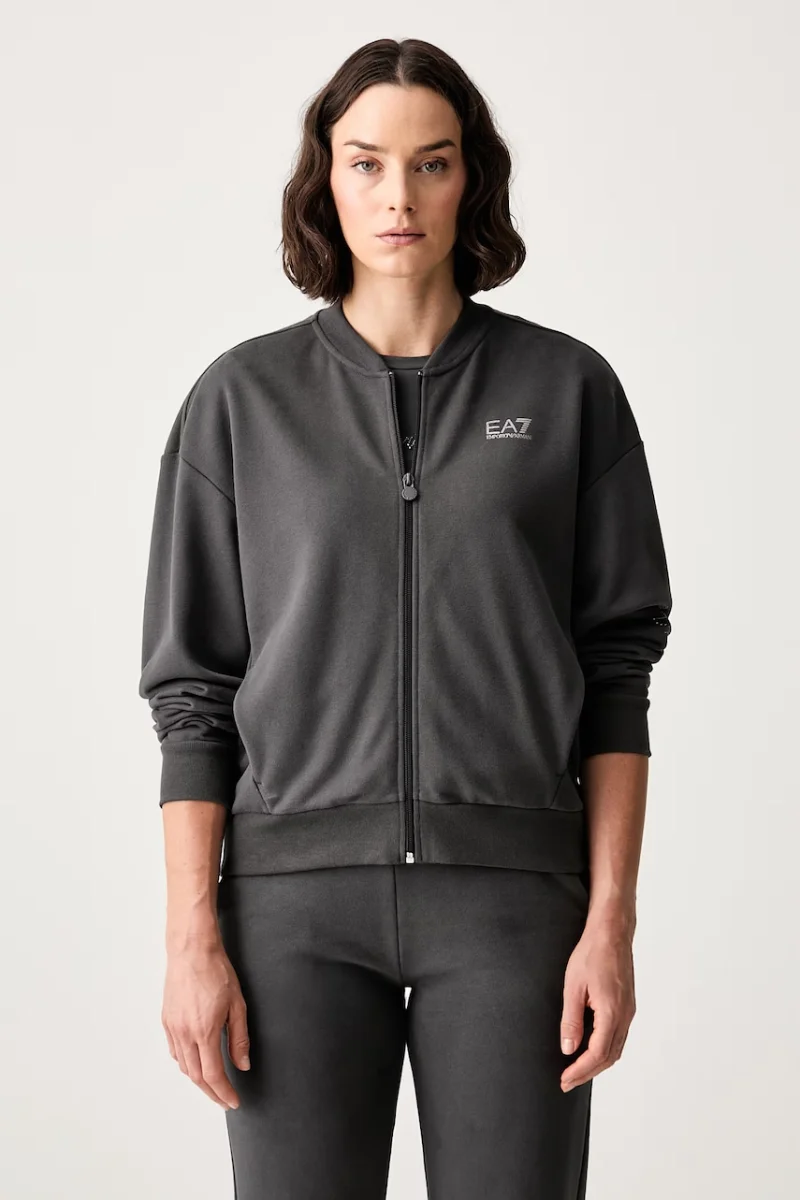 EA7 Emporio Armani hanorac cu fermoar pentru femei cu bumbac