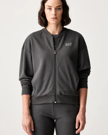 EA7 Emporio Armani hanorac cu fermoar pentru femei cu bumbac