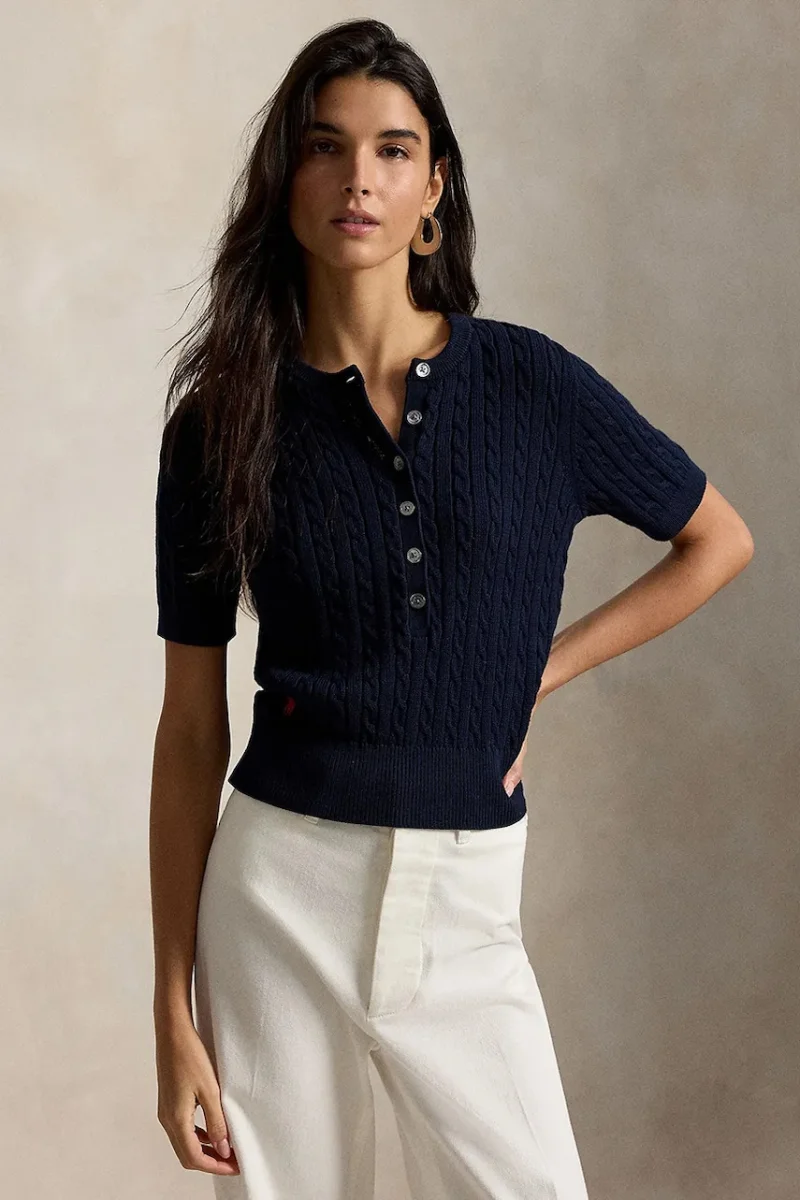 Polo Ralph Lauren pulover cu mânecă scurtă pentru femei din bumbac