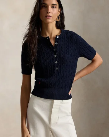Polo Ralph Lauren pulover cu mânecă scurtă pentru femei din bumbac