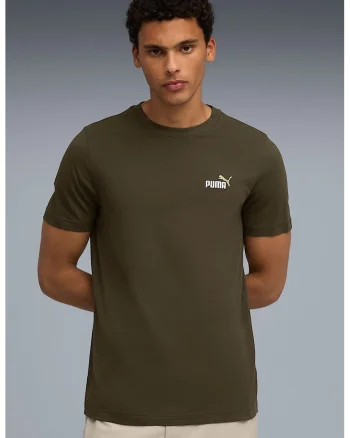 Tricou de bumbac cu decolteu la baza gatului ESS Boxy Tee, Verde masliniu