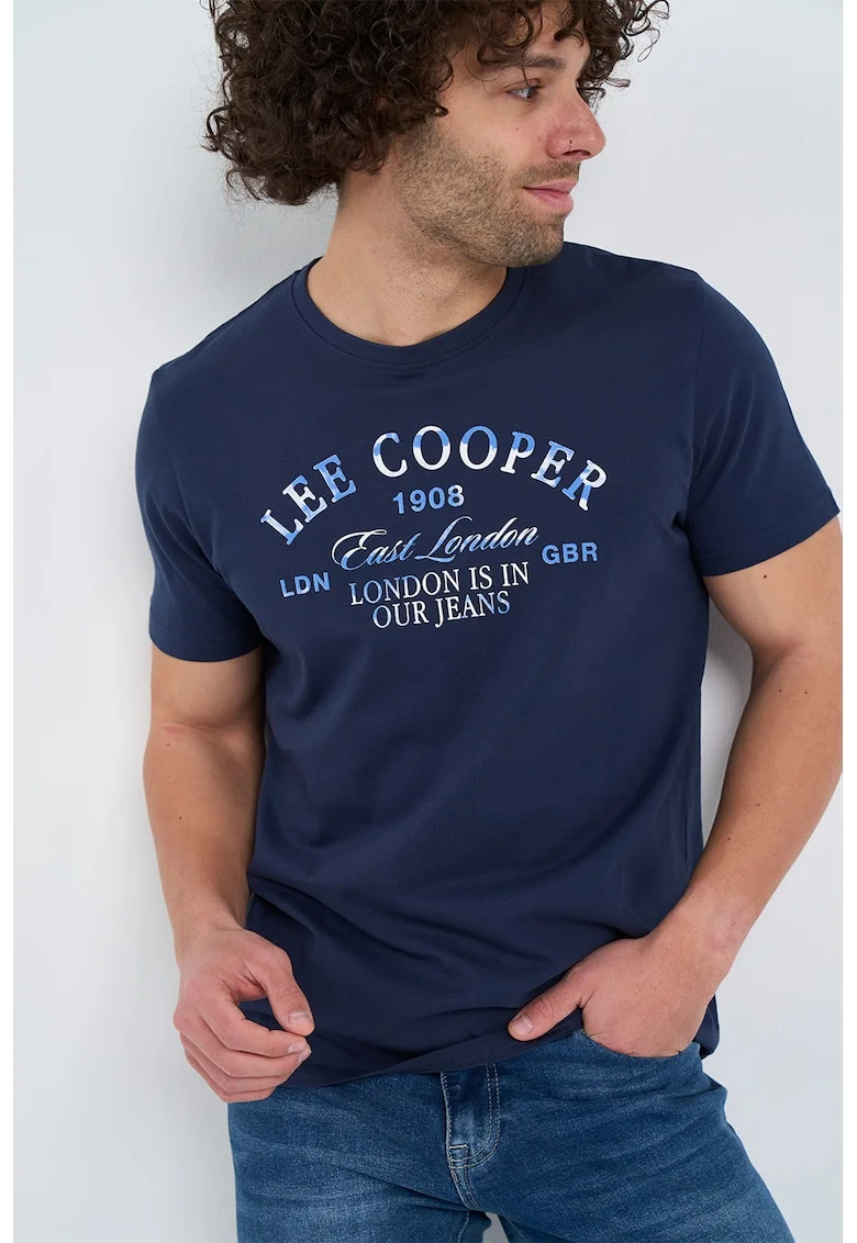 Tricou cu logo contrastant, Bleumarin